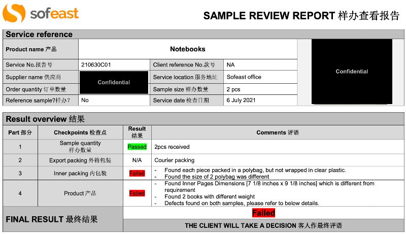 Sofeast sample evaluation and comparison report summary