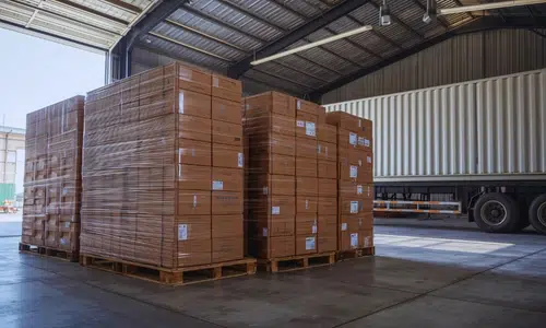 palletized and protected cartons ready for shipping
